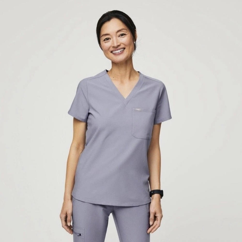 NWT FIGS XXSMALL Catarina One-pocket Scrub top VAPOR BLUE SPACE LIMITED EDITION